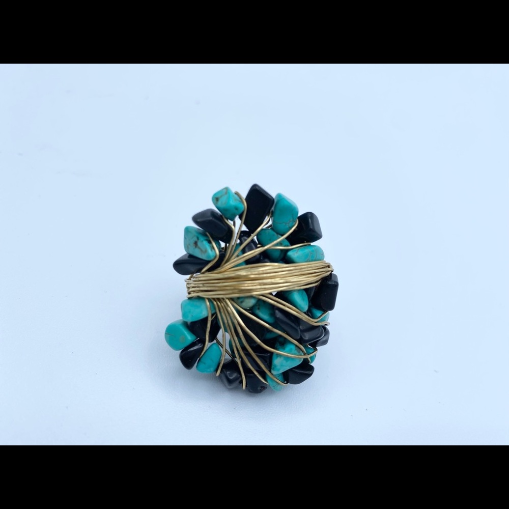 Handmade Turquoise and Black Ring